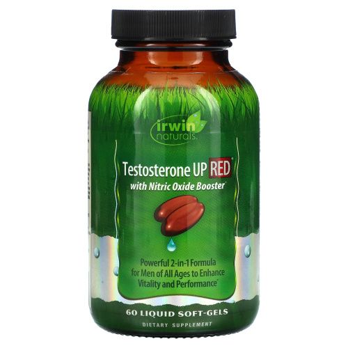 Irwin Naturals, "Бустер тестостерона, красный", средство для повышения уровня тестостерона с донаторами азота, 60 мягких желатиновых капсул с жидкостью