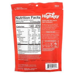 HighKey, Крекеры из миндальной муки, морская соль, 56,6 г (2 унции)