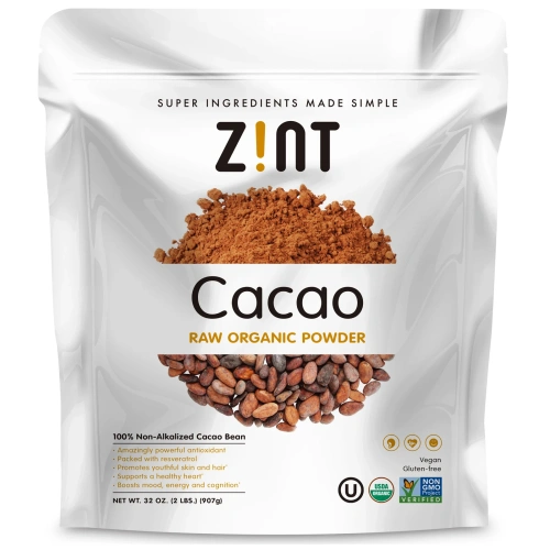 Zint, Какао, необработанный органический порошок, 907 г (32 унции)