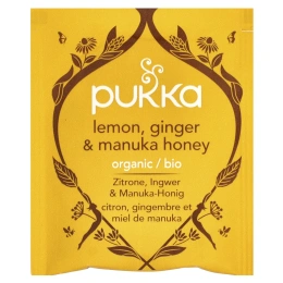 Pukka Herbs, органический травяной чай, лимон, имбирь и мед манука, без кофеина, 20 пакетиков, 40 г (1,41 унции)
