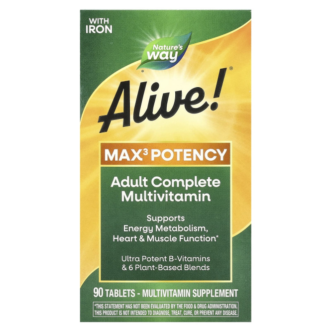 Nature's Way, Живой! Max3 Daily, мультивитамины, 90 таблеток