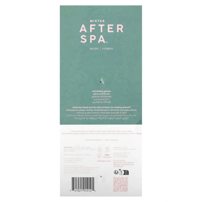 AfterSpa, Отшелушивающие перчатки, черные, 1 пара