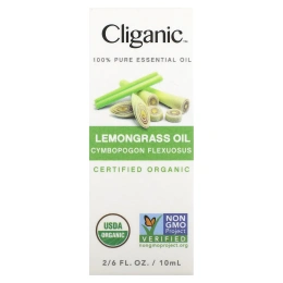 Cliganic, 100% чистое эфирное масло, масло лемонграсса, 10 мл (0,33 жидк. унц.)