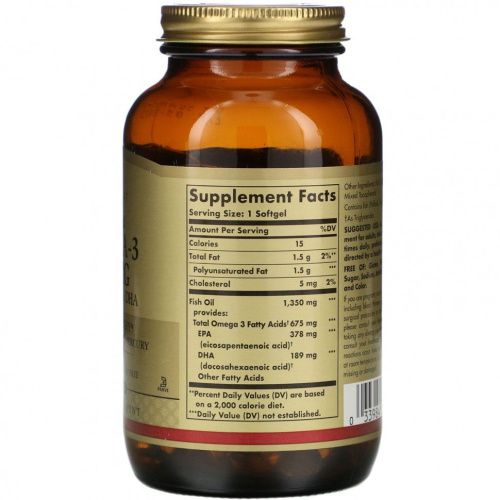 Solgar, омега 3, кошерный продукт, 675 мг, 100 капсул