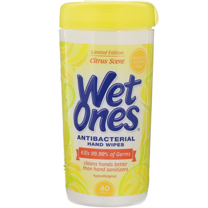 Wet Ones, Антибактериальные салфетки для рук, цитрусовый аромат, 40 шт.