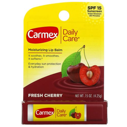 Carmex, Daily Care, увлажняющий бальзам для губ, свежая вишня, SPF 15, 4,25 г (0,15 унции)