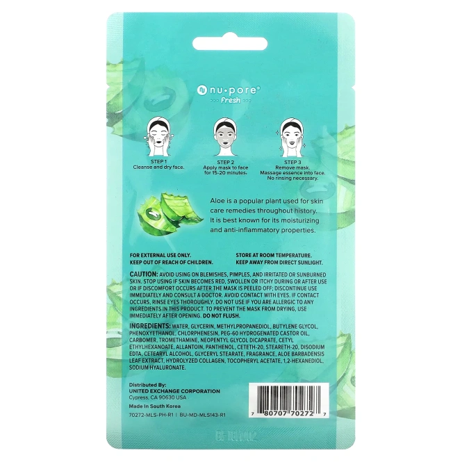 Nu-Pore, Beauty Booster Sheet Mask, Aloe Vera, 1 Sheet
