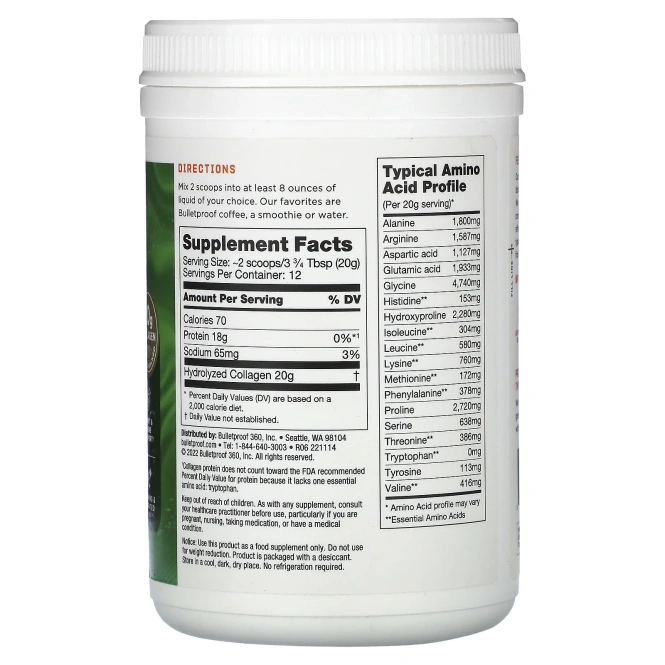 BulletProof, Коллагеновый протеин, без добавок, 240 г (8,5 унции)