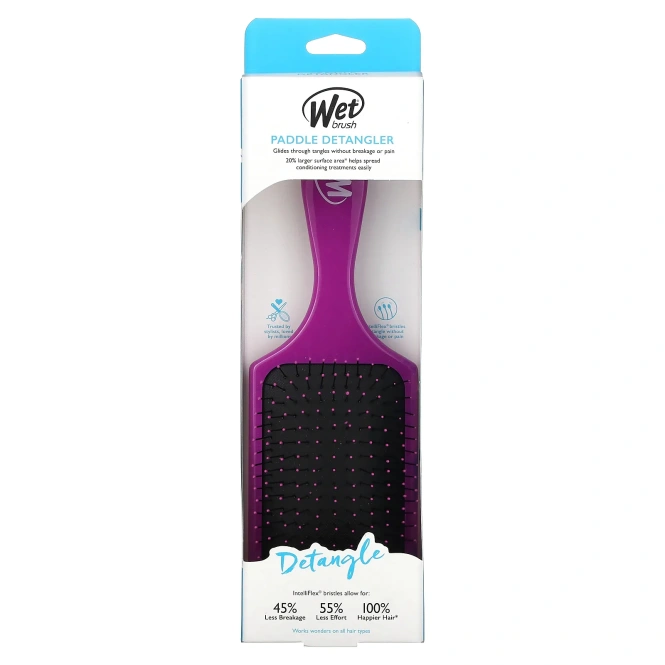Wet Brush, Paddle Detangler Brush, щетка для легкого расчесывания, пурпурный, 1 шт.