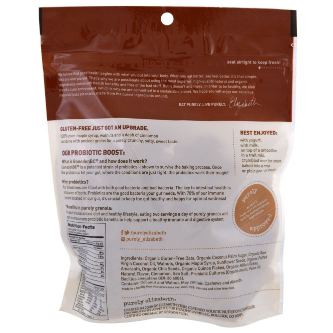 Purely Elizabeth, Пробиотик-гранола, кленовый орех, 227 г (8 унций)