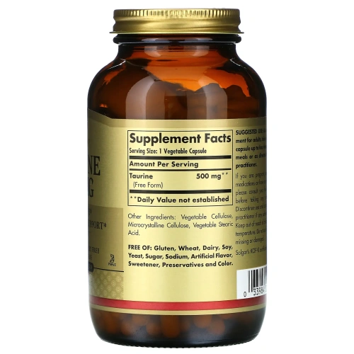 Solgar, Аминоэтансульфокислота, 500 мг, 250 вегетарианских капсул