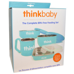 Think, Thinkbaby, Набор детской посуды не содержащий бисфенол А, голубой, 1 набор