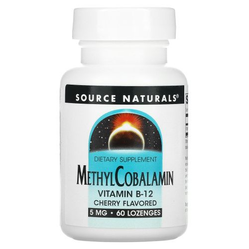 Source Naturals, Метилкобаламин, Вишневый вкус, 5 мг, 60 таблеток