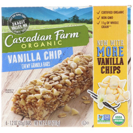 Cascadian Farm, Органические Жевательные Батончики из Гранолы, Ванильный Вкус 6 батончиков, 1.2 унции (35 г) каждый