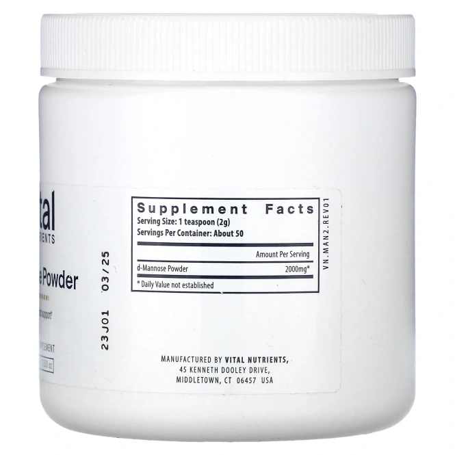 Vital Nutrients, манноза в порошке, 100 г (3,53 унции)