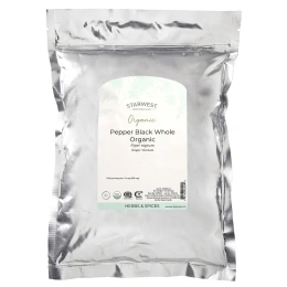Starwest Botanicals, цельный малабарский черный перец, органический, 453,6 г (1 фунт)