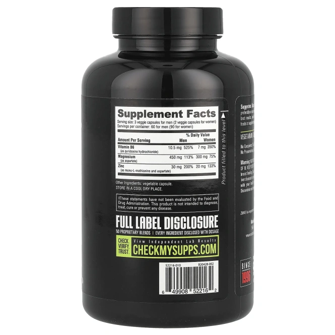 NutraBio Labs, Аспарагинат магния и цинка, 180 вегетарианских капсул