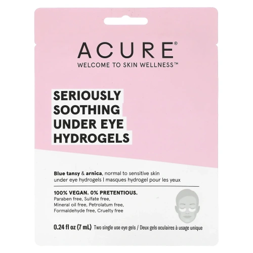Acure, Seriously Soothing Under Eye Hydrogels, 2 Single Use Eye Gels, 0.236 fl oz (7 ml)