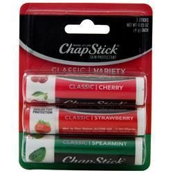 Chapstick, Гигиеническая помада классическая Вишневая, клубничная, мятная 3 упаковки