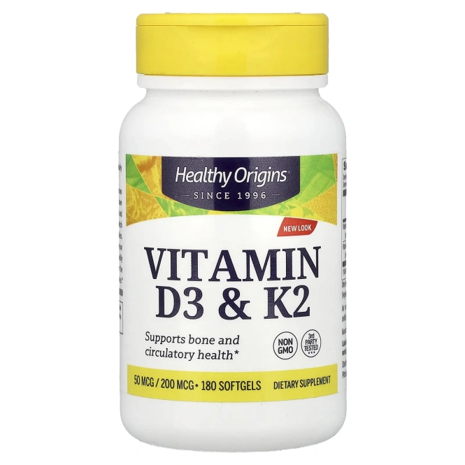 Healthy Origins, Vitamin D3 & K2, 180 Softgels