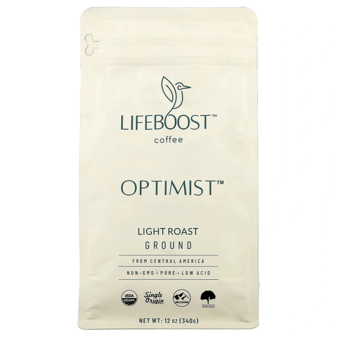 Lifeboost, Кофе, Optimist ™, молотый, легкой обжарки, 340 г (12 унций)