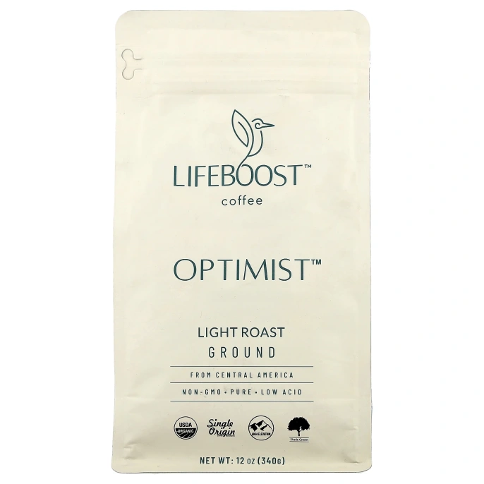 Lifeboost, Кофе, Optimist ™, молотый, легкой обжарки, 340 г (12 унций)