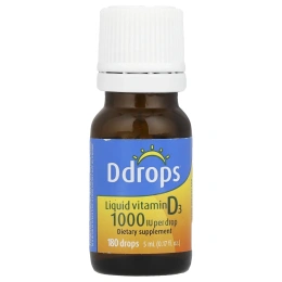 Ddrops, Жидкий витамин D3, 1000 МЕ, 0,17 жидких унций (5 мл)