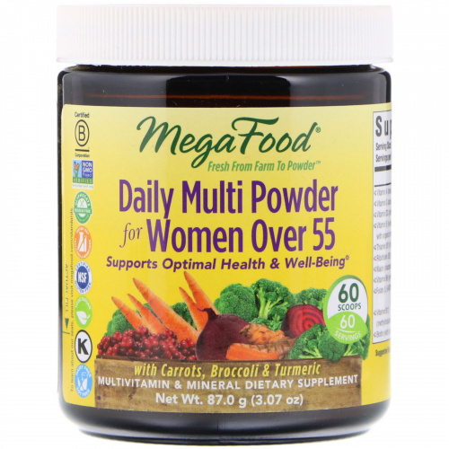 MegaFood, Ежедневный мультивитаминный порошок для женщин старше 55, 3,07 унц. (87,0 г)