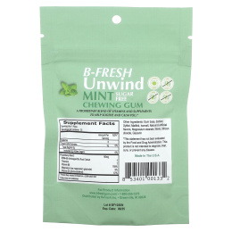 B-Fresh, Unwind, жевательная резинка, без сахара, мята, 25 шт. (50 г)