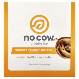 No Cow, протеиновый батончик, с кусочками арахисовой пасты, 12 батончиков по 60 г (2,12 унции)
