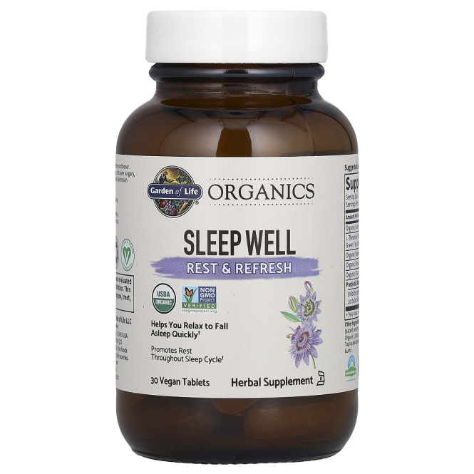 Garden of Life, MyKind Organics, Sleep Well, для крепкого сна, отдыха и восстановления, 30 веганских таблеток