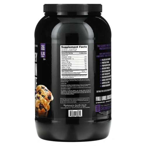 NutraBio Labs, 100% изолят сывороточного протеина, «Кекс с черникой», 907 г (2 фунта)