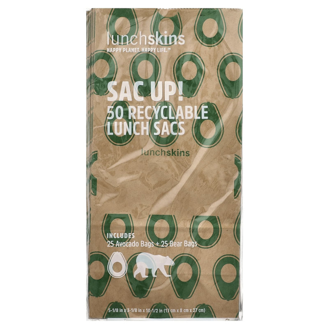 Lunchskins, Sac Up! перерабатываемые ланч-мешки, 50 пакетиков