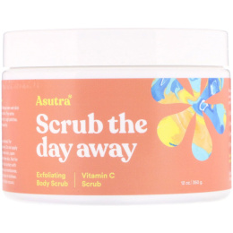Asutra, Сними дневной стресс отшелушивающим скрабом для тела, с витамином C, 12 унций (350 г)