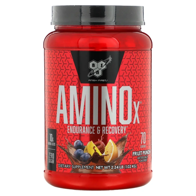 BSN, AminoX, Формула с аминокислотами с разветвлённой цепью, Без кофеина, Фруктовый пунш, 2,23 фунта (1,01 кг)