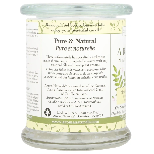 Aroma Naturals, Soy VegePure, на 100% натуральные соевые свечи-столбики, для медитации, пачули и ладан, 8,8 унций (260 г)