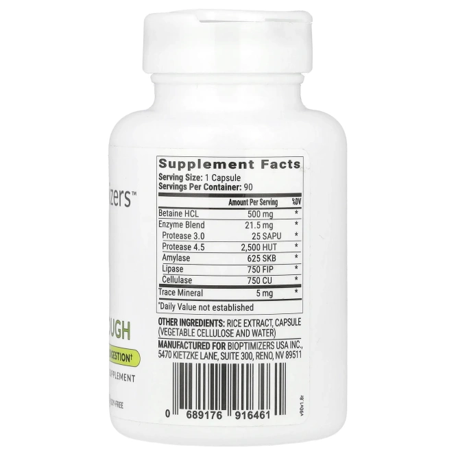 BiOptimizers, HCL Breakthrough`` 90 вегетарианских капсул