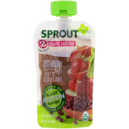 Sprout Organic, Детское питание, этап 2, клубника, яблоко, свекла и красная фасоль, 99 г
