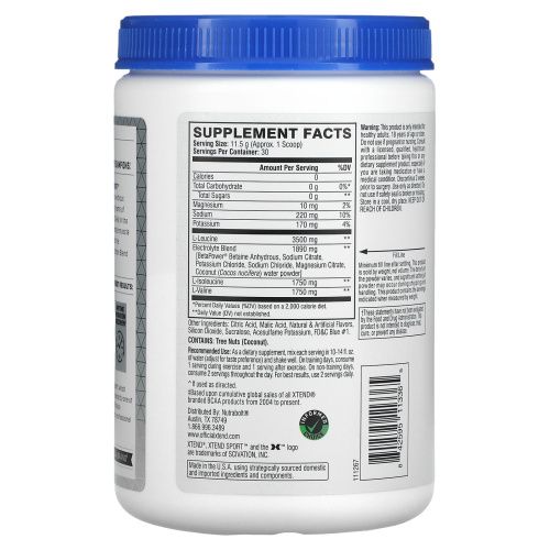 Xtend, Sport, 7 г аминокислот с разветвленной цепью (BCAA), со вкусом голубой малины, 345 г (12,2 унции)