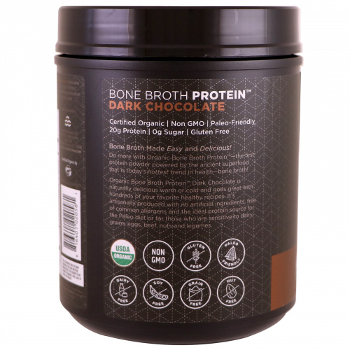 Dr. Axe / Ancient Nutrition, Органический протеин на основе костного бульона, Темный шоколад, 17,8 унц. (504 г)