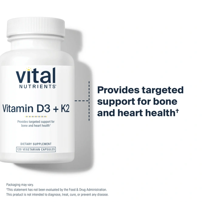 Vital Nutrients, Витамины D3 и K2, 120 вегетарианских капсул