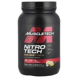 Muscletech, Nitro Tech, 100% Whey Gold (100% сыворотка), французский ванильный крем, 999 г (2,20 фунта)