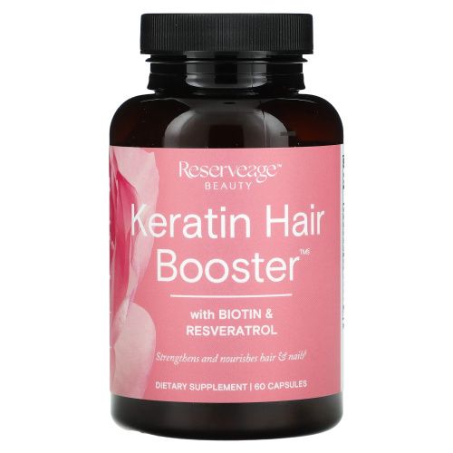 ReserveAge Nutrition, Keratin Hair Booster, с биотином и ресвератролом, 60 капсул