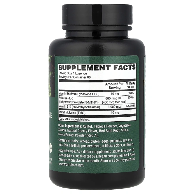 PlantFusion, Веганский метил B12 + фолат, натуральная вишня, 60 пастилок