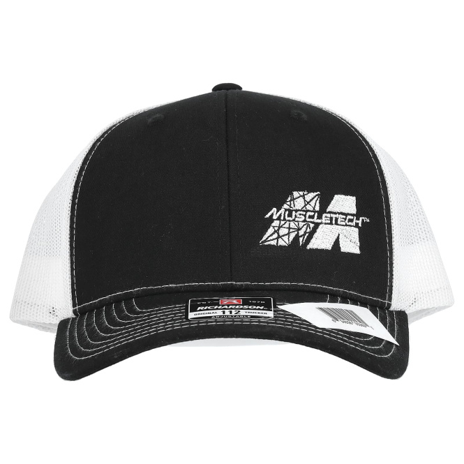 MuscleTech, Snapback Trucker Cap, Black/White, 1 Count