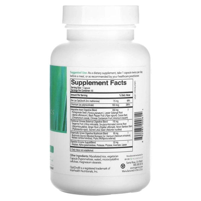 Econugenics, ecoDigest, для длительного восстановления баланса пищеварительной системы, 60 вегетарианских капсул