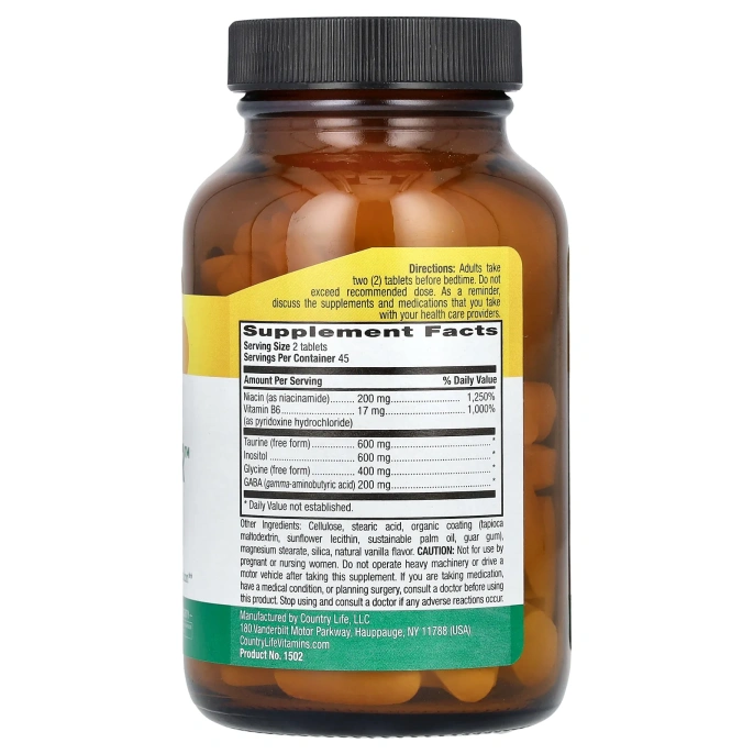 Country Life, ГАМК (гамма-аминомасляная кислота) для снятия напряжения, 90 таблеток