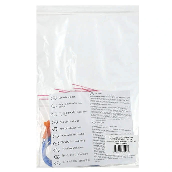 Flents, многоразовые беруши со проводом, 10 пар