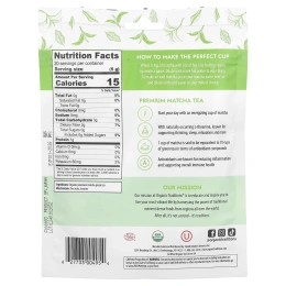 Organic Traditions, Премиум зеленый чай матча, 3,5 унции (100 г)