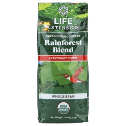 Life Extension, 100% органический кофе, смесь тропических лесов, в зернах, 340 г (12 унций)